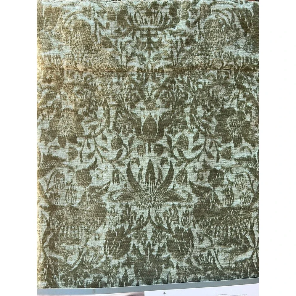 William Morris Window Curtains Panels 38X96 Strawberry Thief Green Embossed New